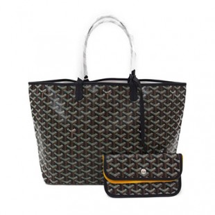 GOYARDスーパーコピー サンルイPM ヘリンボーン柄 トートバッグ キャンバス レザー 綿、麻 ブラック レディース Goyard2020042