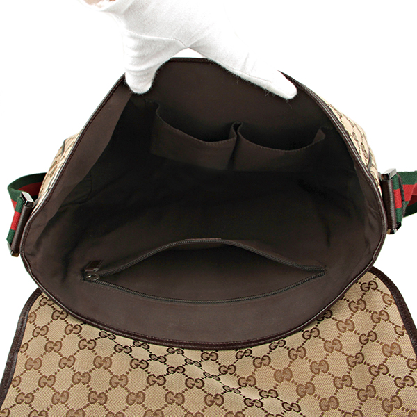 グッチコピー ショルダーバッグ GUCCI 233052 F4F5R 9791 バッグ GGキャンバス ユニセックス ベージュ/ダークブラウン GGパターン ロゴ ウェビング メンズ エレガント - 商品画像 1