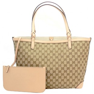 グッチコピーバッグ GUCCI トートバッグ クラフト ロゴポーチ付き キャンバス レザー ベージュ×サンドベージュ 247209 F4CMG 9782