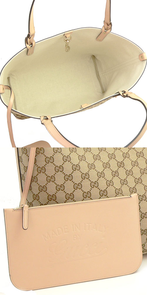 グッチコピーバッグ GUCCI トートバッグ クラフト ロゴポーチ付き キャンバス レザー ベージュ×サンドベージュ 247209 F4CMG 9782 - 商品画像 4