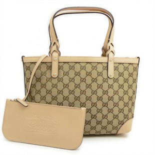 グッチコピーバッグ GUCCI トートバッグ/スモール ロゴポーチ付き キャンバス レザー ベージュ×サンドベージュ 269878 F4CMG 9782