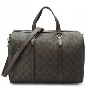 グッチコピー ボストンバッグ GUCCI 2WAYショルダー バッグ NICE/ニース GGスプリームキャンバス ブラック×ダークブラウン 322231 KGD6G 8361 - 商品画像 1