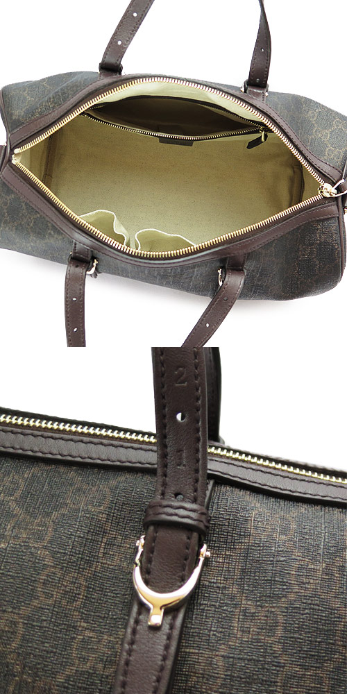 グッチコピー ボストンバッグ GUCCI 2WAYショルダー バッグ NICE/ニース GGスプリームキャンバス ブラック×ダークブラウン 322231 KGD6G 8361 - 商品画像 4