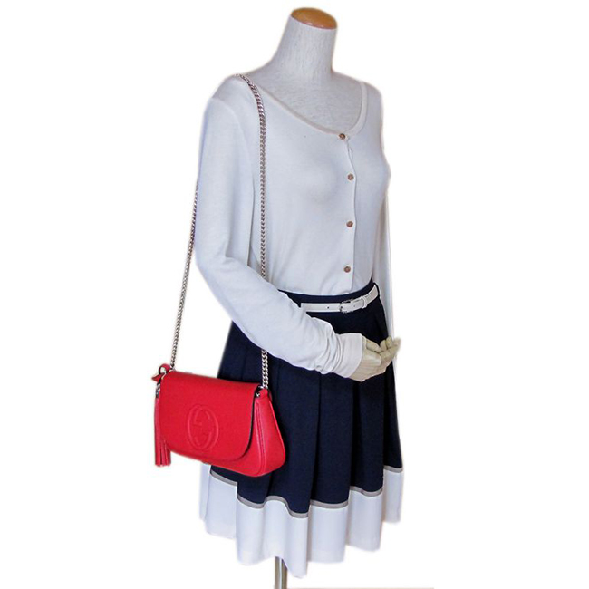 グッチ GUCCI ショルダーバッグ レディース ソーホー SOHO レザー チェーンバッグ レッド 336752 A7M0G 6523 - 商品画像 5
