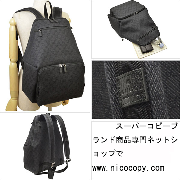 グッチスーパーコピー GUCCI リュックサック/バックパック ブラック GGデニムxレザー 354667f5dtn1160 - 商品画像 2