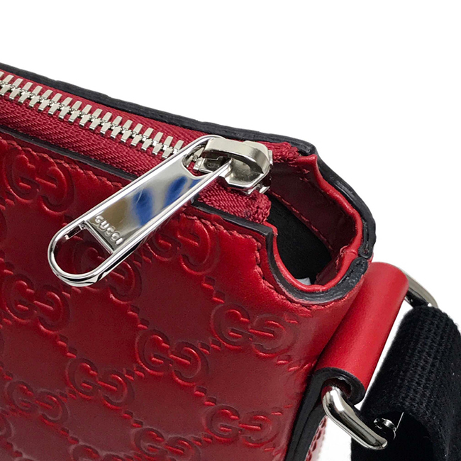 GUCCIスーパーコピー グッチ 406410 シグネチャー メッセンジャーバッグ グッチシマ ショルダーバッグ レザー レッド レディース - 商品画像 1