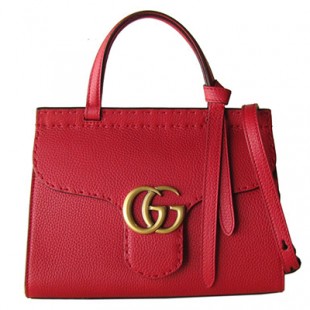 グッチ バッグ レディース 2WAY ショルダーバッグ ハンドバッグ GGマーモント ミニトップハンドルバッグ レッド 442622 A7M0T 6339