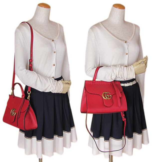 グッチ バッグ レディース 2WAY ショルダーバッグ ハンドバッグ GGマーモント ミニトップハンドルバッグ レッド 442622 A7M0T 6339 - 商品画像 5