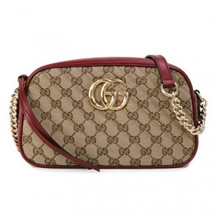 スーパーコピーグッチ GUCCI GGマーモント スモール ショルダーバッグ レッド レザー 447632 HVKEG 8561