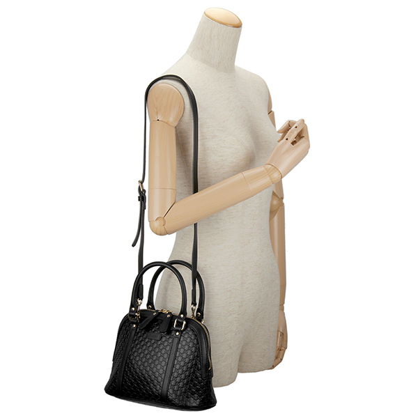 グッチ ハンドバッグ GUCCI 449654 BMJ1G 1000 マイクロ グッチ シマ レディース BLACK ブラック 黒 クロスボディ 2WAY GG 型押し エレガント - 商品画像 3