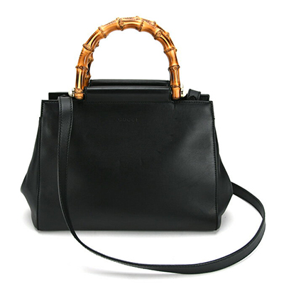 GUCCIスーパーコピー(グッチ) トートバッグ美品■ ニムフェア スモール レザー トートバッグ 453767 黒×ブラウン レザー×ウッド - 商品画像 5