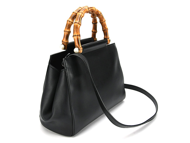 GUCCIスーパーコピー(グッチ) トートバッグ美品■ ニムフェア スモール レザー トートバッグ 453767 黒×ブラウン レザー×ウッド - 商品画像 3