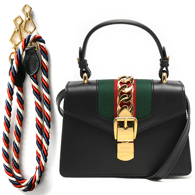 グッチコピー GUCCI ハンドバッグ/ショルダーバッグ シルヴィ/SYLVIE ブラック&グリーン&レッド 470270 D4ZAG 8015 2019年春夏新作 レディース - 商品画像 7