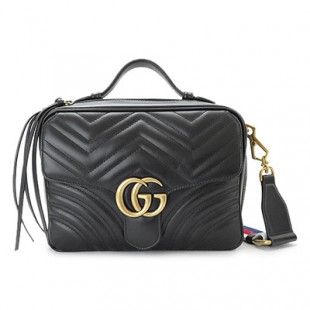 グッチ ショルダーバッグ GUCCI 498100 DTDPT 8975 レディース ハンドバッグ スモール GGマーモント レザー ブラック 黒