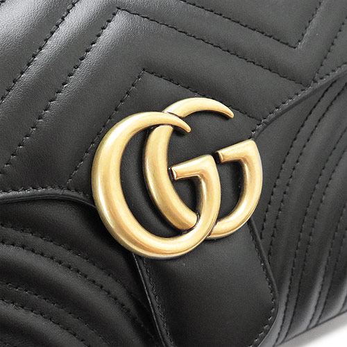 グッチ ショルダーバッグ GUCCI 498100 DTDPT 8975 レディース ハンドバッグ スモール GGマーモント レザー ブラック 黒 - 商品画像 6