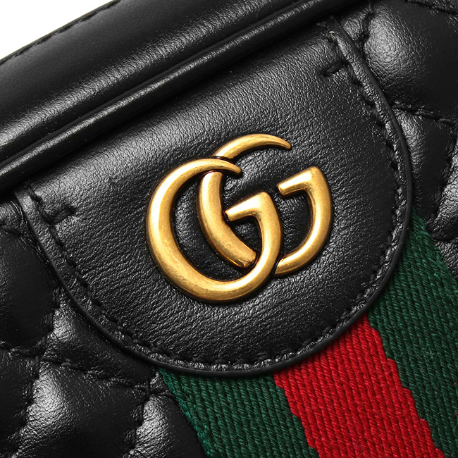 スーパーコピーグッチ GUCCI ショルダーバッグ GGマーモント/GG MARMONT キルティング スモール/QUILTING SMALL ブラック&グリーン&レッド 541051 0YKMT 1060 - 商品画像 1