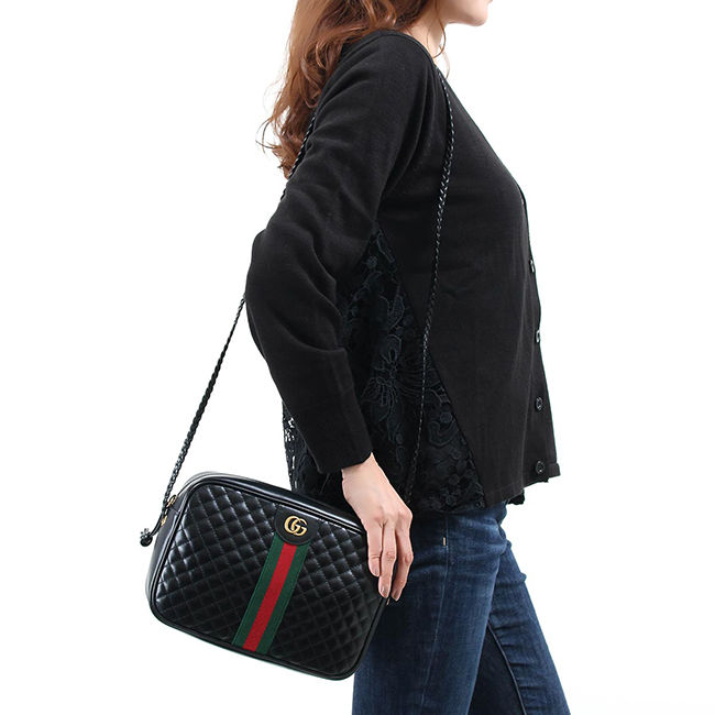 スーパーコピーグッチ GUCCI ショルダーバッグ GGマーモント/GG MARMONT キルティング スモール/QUILTING SMALL ブラック&グリーン&レッド 541051 0YKMT 1060 - 商品画像 6