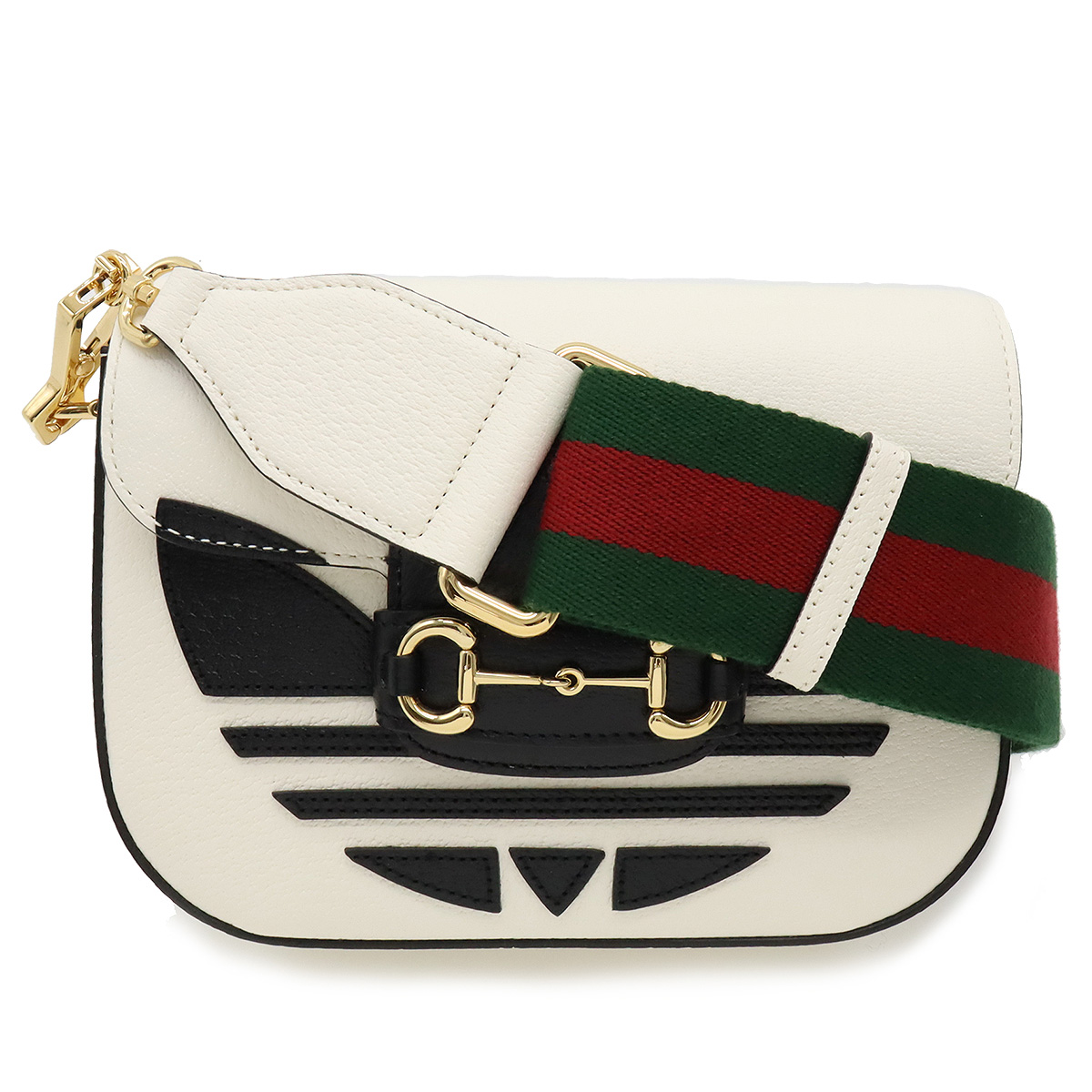 グッチコピー ADIDAS アディダス コラボ ホースビット1955 ミニバッグ ショルダーバッグ 2WAY クラッチ レザー ホワイト ブラック 658574 - 商品画像 8