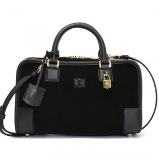 ロエベコピー LOEWE アマソナ 【AMAZONA】 23 スエード＆カーフレザー ハンドバッグ ショルダー付き ブラック 35261 H71 1100
