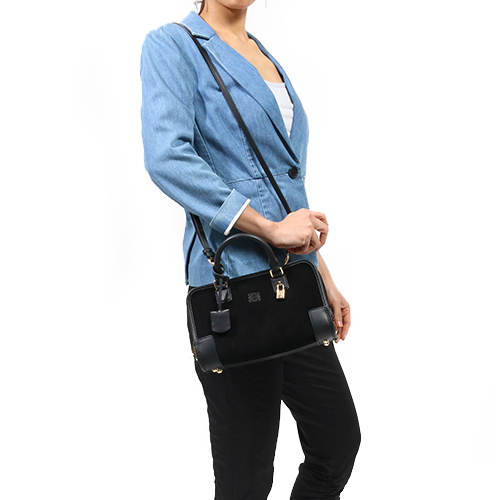 ロエベコピー LOEWE アマソナ 【AMAZONA】 23 スエード&カーフレザー ハンドバッグ ショルダー付き ブラック 35261 H71 1100 - 商品画像 6