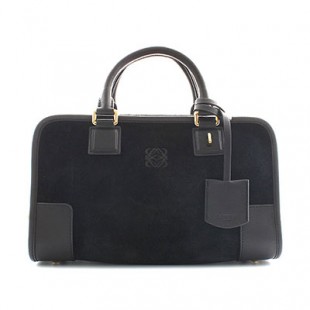ロエベスーパーコピー LOEWE アマソナ スエード＆ゴートレザー ハンドバッグ ブラック 35261A031100
