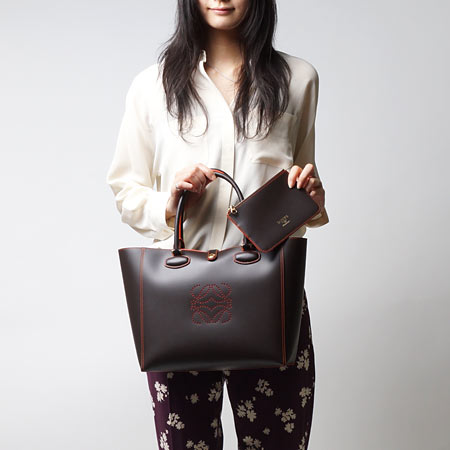 ロエベ/LOEWE/ トートバッグ/ポーチ付き/LEO/レオ SMOOTH CALF /BROWN 36471 j28 3100 レディース - 商品画像 4