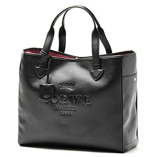 ロエベLOEWEコピー レザートートバッグ HERITAGE LARGE TOTE 377.79.750 1100 ブラック37779 750 1100 レディース