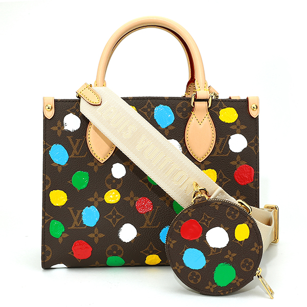 ルイヴィトンコピー モノグラム オンザゴーPM LV×YK 草間彌生 ドット 2way ショルダー トートバッグ 小銭入れ コインパース M46380 - 商品画像 8