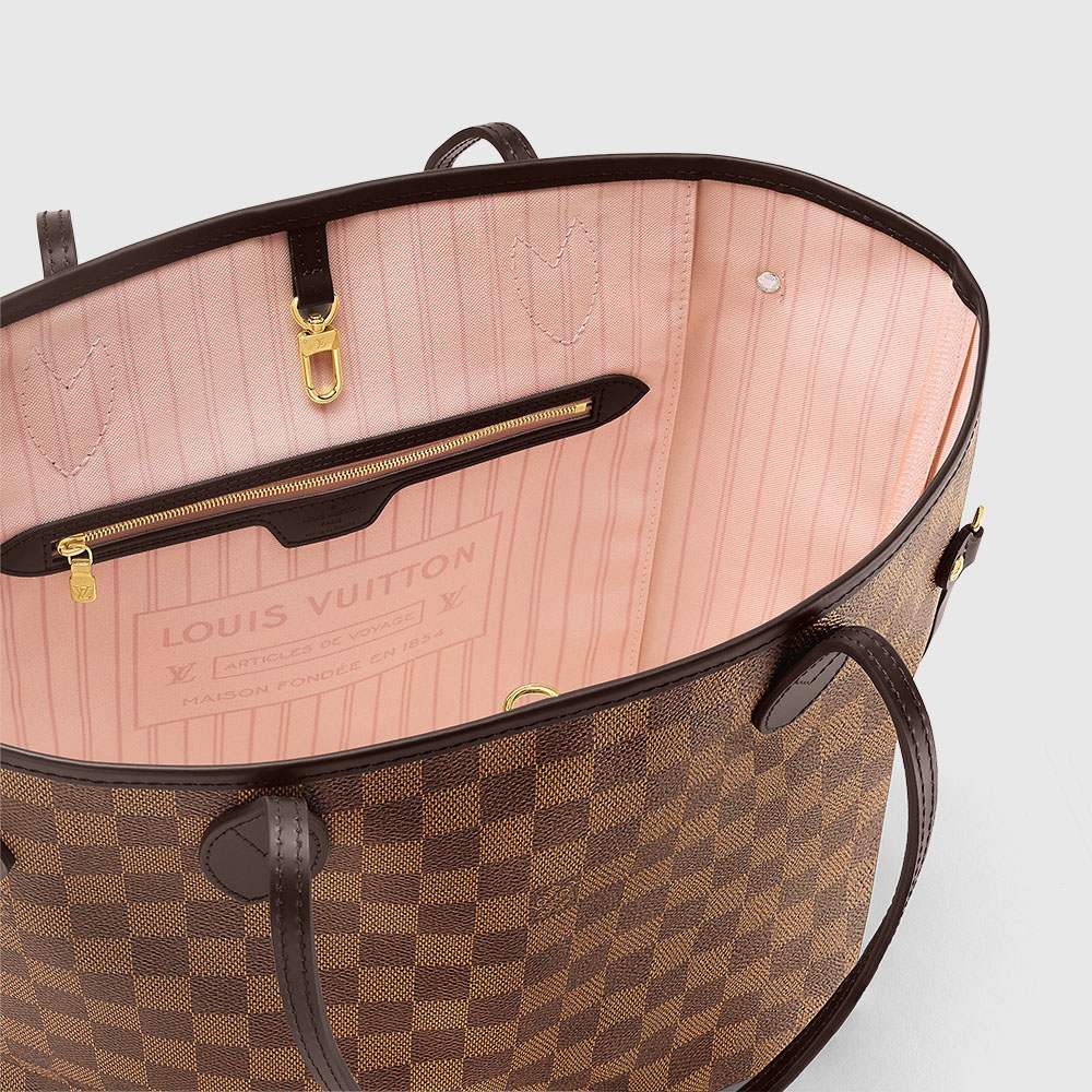 ルイヴィトンスーパーコピー バッグ LOUIS VUITTON ヴィトン ダミエ・エベヌ LV トートバッグ ポーチ付き ネヴァーフルMM ローズ・バレリーヌ N41358 N41603 - 商品画像 7