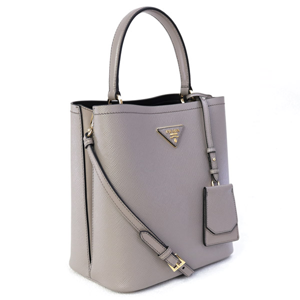 プラダ PRADAスーパーコピーバッグ パニエ SAFFIANO CUIR+C ショルダー付き 2WAY ハンドバッグ グレージュ×ブラック 1BA212 2ERX F0LH7 ARGILLA/NERO - 商品画像 10
