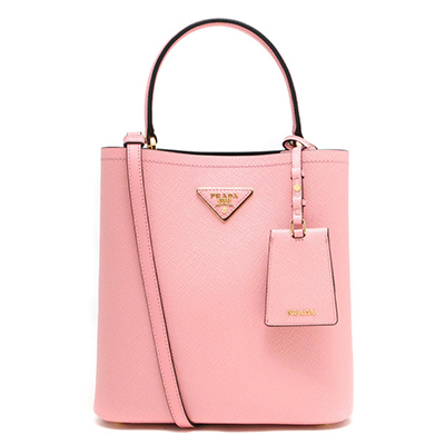 プラダ PRADA ハンドバッグ/ショルダーバッグ サフィアーノ/SAFFIANO キュイール/CUIR C パニエ 三角ロゴプレート ペタロピンク&ブラック 1BA212 2ERX F0TMS レディース - 商品画像 7