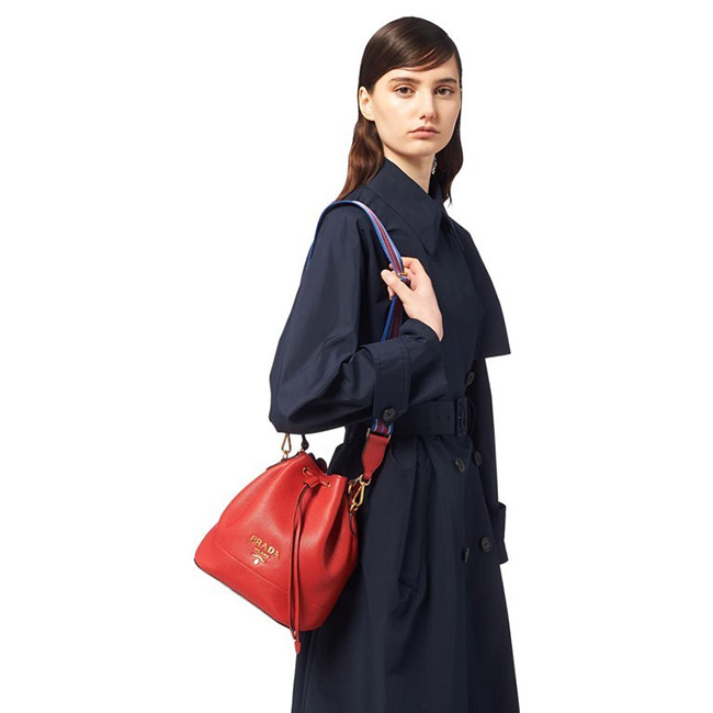 PRADAコピー バケットバッグ ショルダー付き 2WAYバッグ 巾着 1BE018_2BBE_F0011 - 商品画像 3