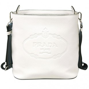 プラダコピーバッグ 1BE023 PRADA ショルダーバッグ VITELLO PHENIX TALCO タルコ カーフパウダーホワイト シルバー金具