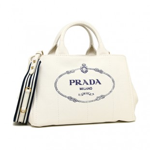 PRADAコピー トートバッグ レディース プラダ 1BG642 ZKI ROO F0UB0 ホワイト ネイビー