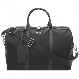 プラダバッグスーパーコピー 2VC002 PRADA ボストンバッグ トラベル ストラップ付き TESSUTO+SAFFIANO NERO ネロ ナイロン+カーフ ブラック シルバー金具 - 商品画像 2