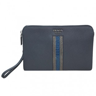 スーパーコピープラダ バッグ 2VF056 PRADA メンズ セカンドバッグ クラッチ ストラップ付き SAFFIANO TRAVEL BALTICO バルティコ カーフネイビー