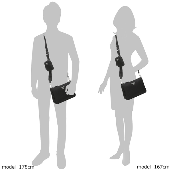 プラダ バッグ ショルダーバッグ ナイロン サフィアーノ ポーチ トライアングルロゴ ブラック メンズ レディース PRADA 2VH113 2DMH OOO F0002 - 商品画像 5