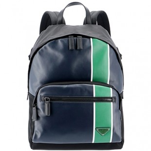 プラダコピー PRADA メンズ テクニカルナイロン バックパック リュックサック ブラック×グリーン 2VZ066HTY 2CIL YVM