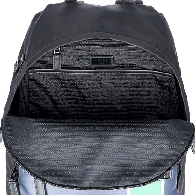 プラダコピー PRADA メンズ テクニカルナイロン バックパック リュックサック ブラック×グリーン 2VZ066HTY 2CIL YVM - 商品画像 6