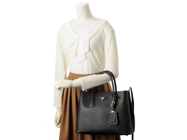 プラダコピー トートバッグ BN2775-2A4A-F0002 DOUBLE BAG ダブルバッグ SAFFIANO CUIR 2WAY ショルダーバッグ ブラック - 商品画像 1