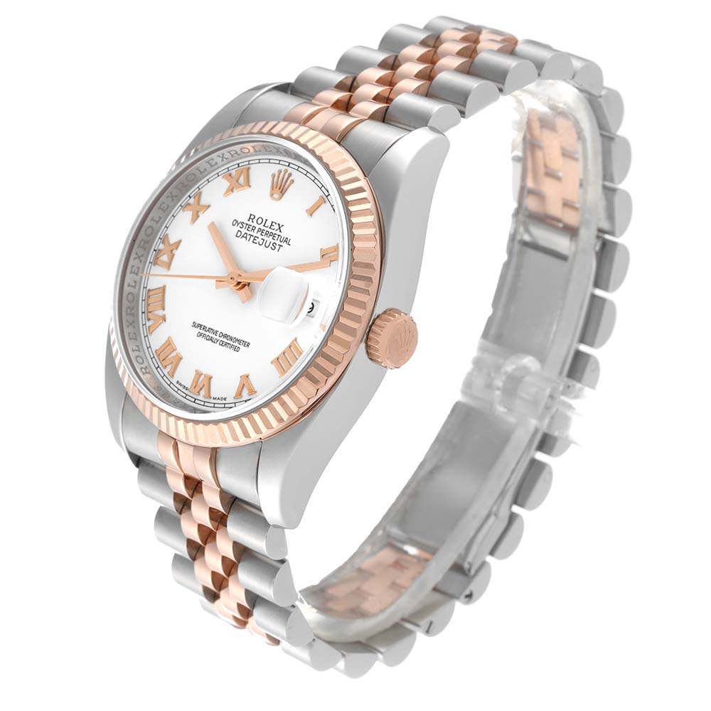 ロレックススーパーコピー デイトジャスト 36mm スチール ローズゴールド ホワイト ローマン ダイヤル 116231 - 商品画像 10