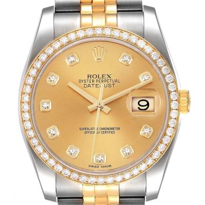ロレックススーパーコピー デイトジャスト 36 スチール イエローゴールド シャンパン ダイヤル ダイヤモンド 116243 - 商品画像 2