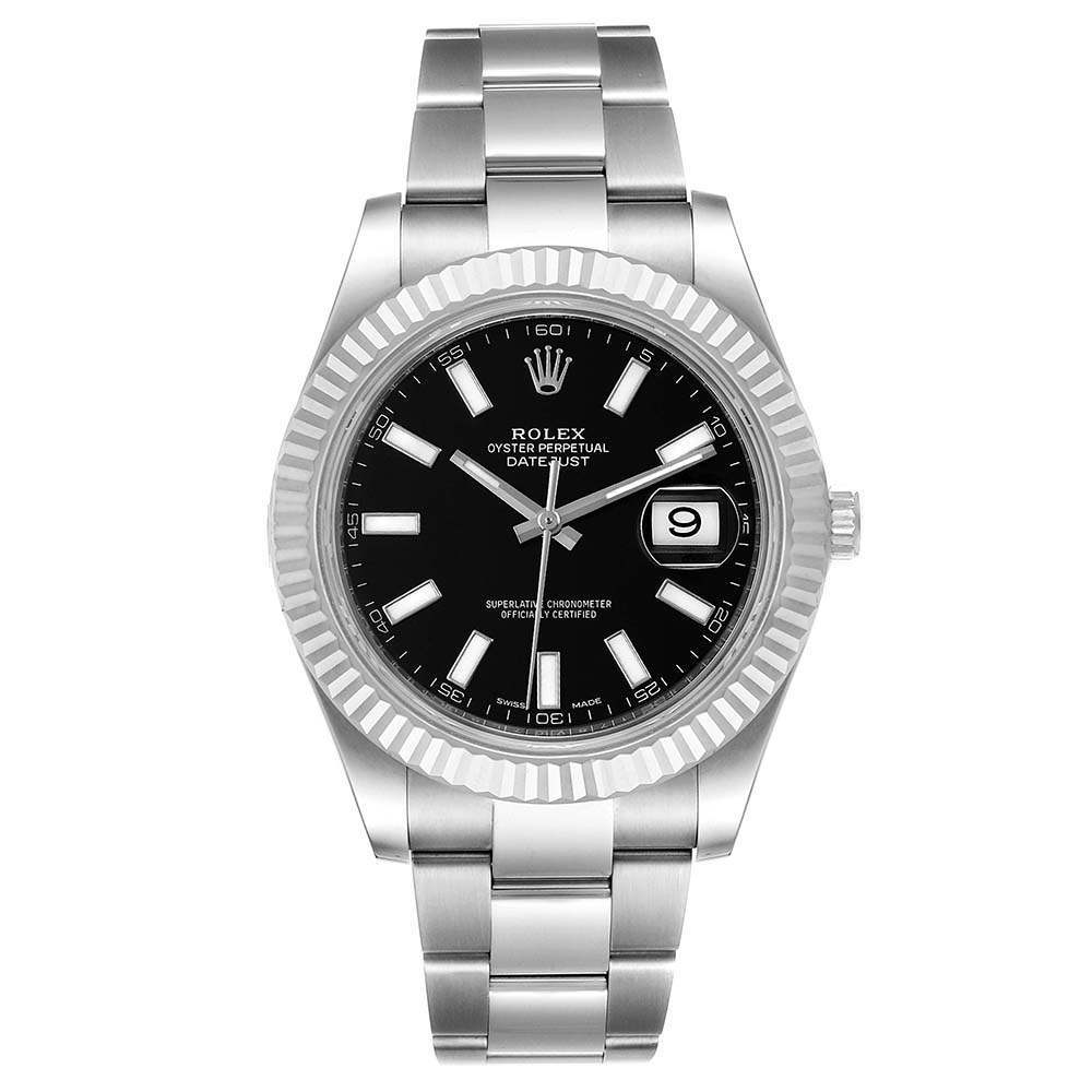 ロレックススーパーコピー デイトジャスト II 41mm スチール ホワイト ゴールド ブラック ダイヤル 116334 - 商品画像 1