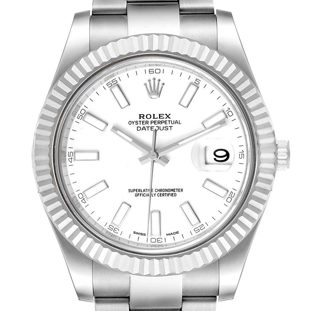 ロレックススーパーコピー デイトジャスト II 41mm バトン ダイヤル スチール ホワイト ゴールド 116334 - 商品画像 8