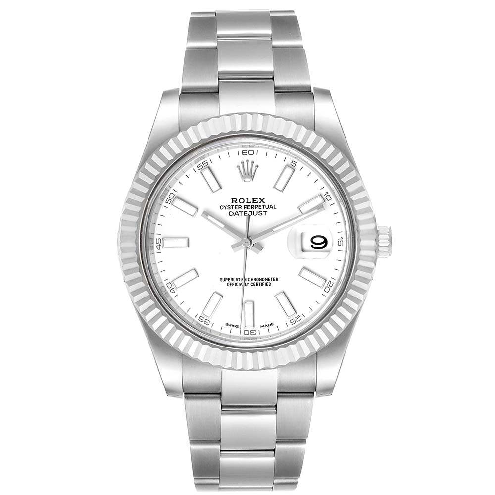 ロレックススーパーコピー デイトジャスト II 41mm バトン ダイヤル スチール ホワイト ゴールド 116334 - 商品画像 7