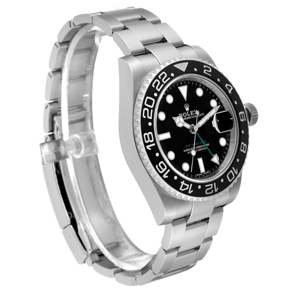 ロレックス コピー GMT マスター II ブラック ダイヤル グリーン ハンド スチール 116710LN - 商品画像 4