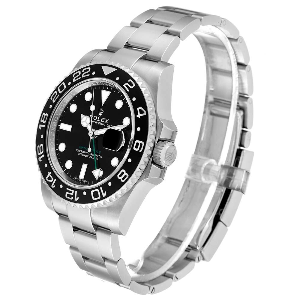 ロレックス コピー GMT マスター II ブラック ダイヤル グリーン ハンド スチール 116710LN - 商品画像 10