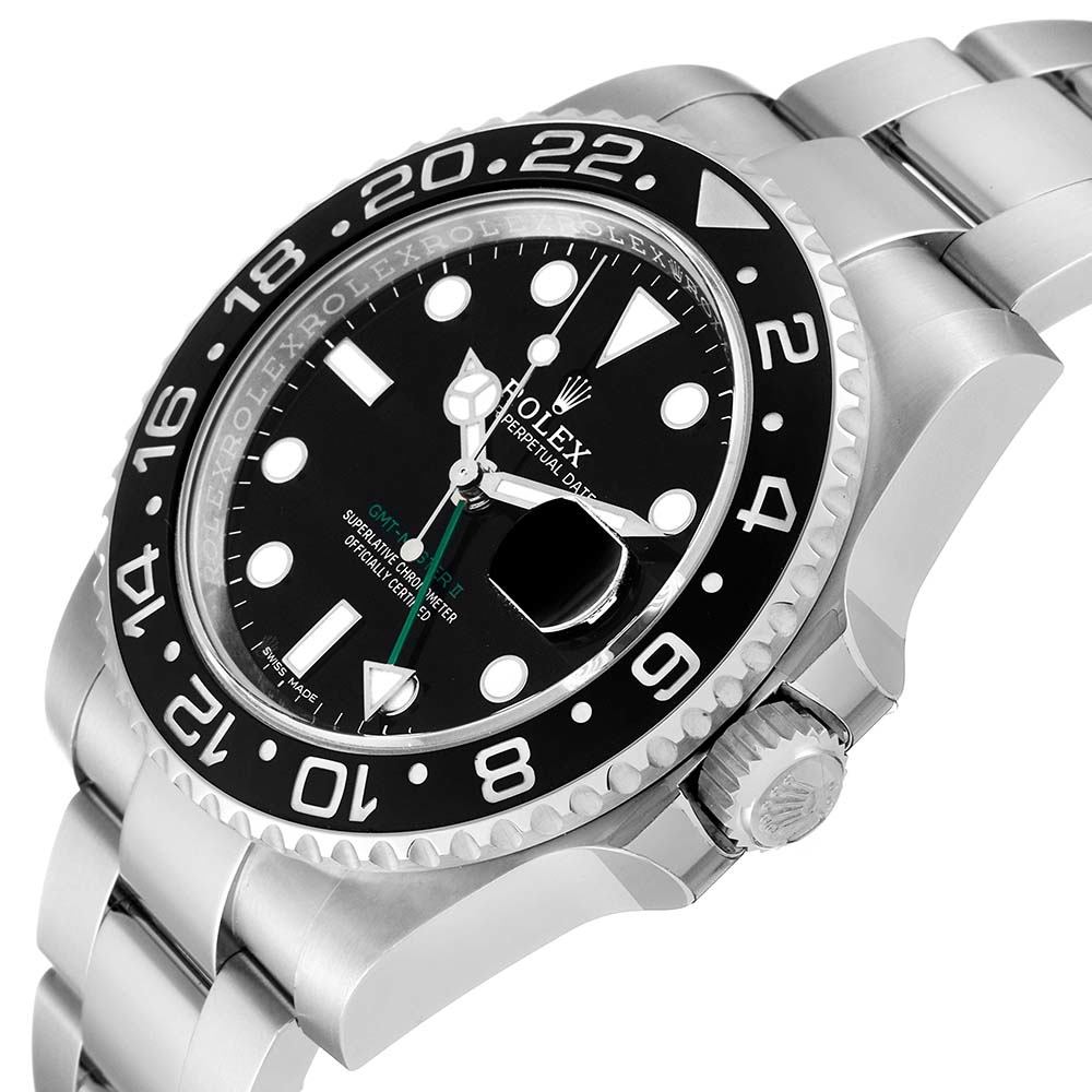 ロレックス コピー GMT マスター II ブラック ダイヤル グリーン ハンド スチール 116710LN - 商品画像 6
