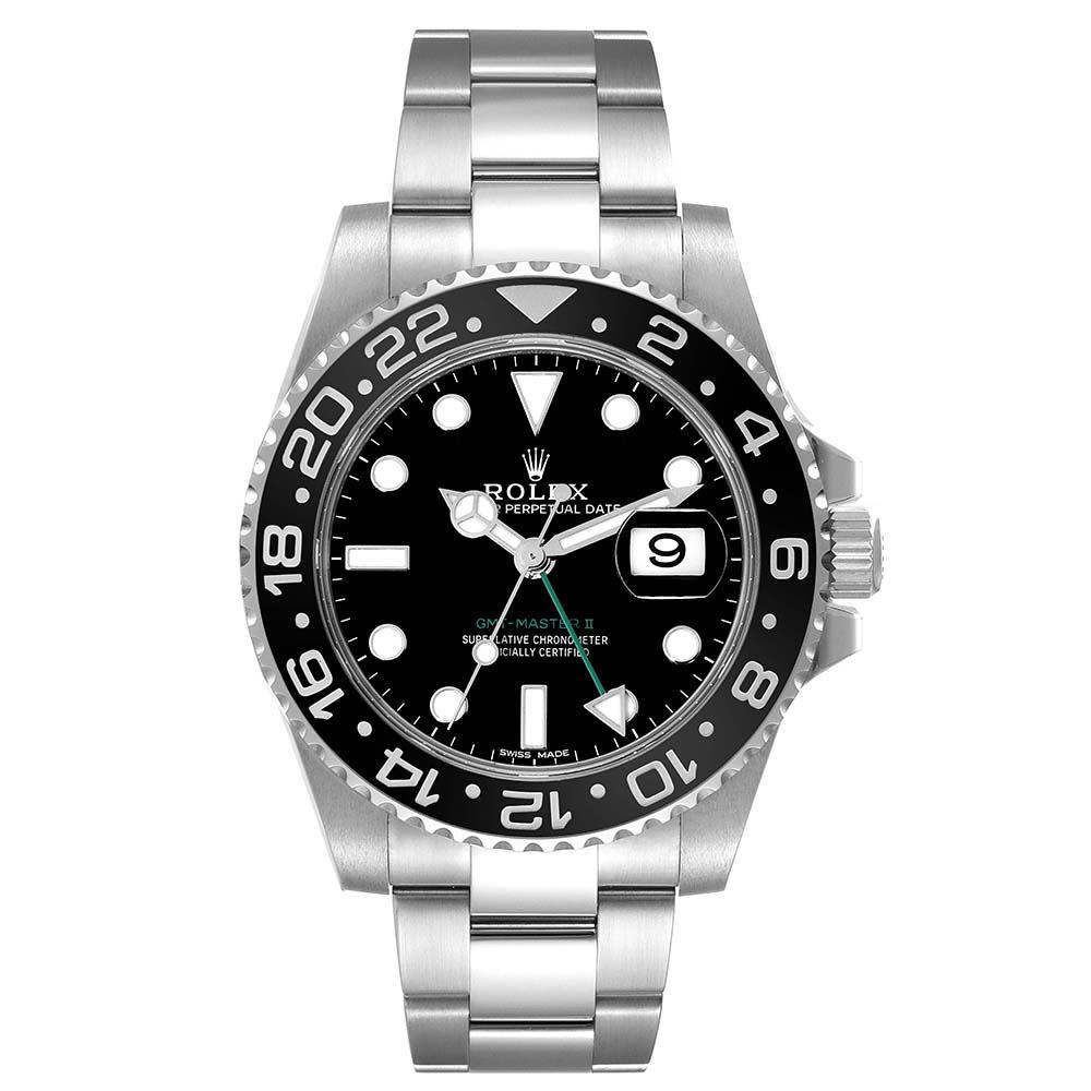 ロレックス コピー GMT マスター II ブラック ダイヤル グリーン ハンド スチール 116710LN - 商品画像 1