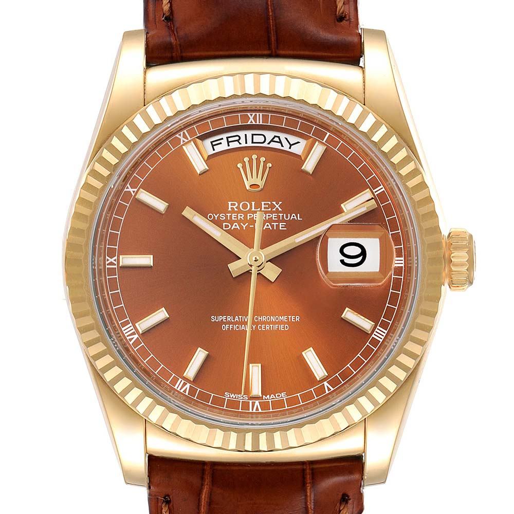 ロレックスコピー プレジデント デイデイト イエローゴールド コニャック ダイヤル 118138 - 商品画像 8